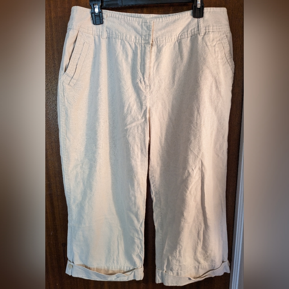 Cream Linen Capris Christopher & Banks 14